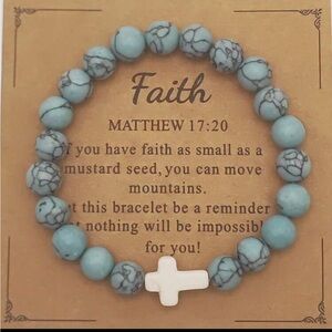 UNISEX Faith Beaded Bracelet with Cross Charm
